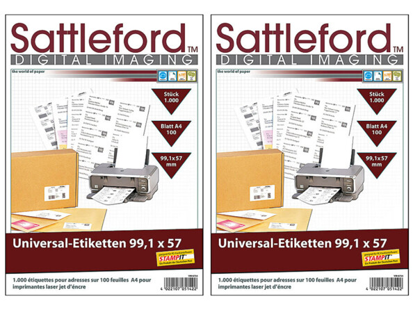 2000 étiquettes autocollantes sur 200 feuilles DIN A4 de la marque Sattleford