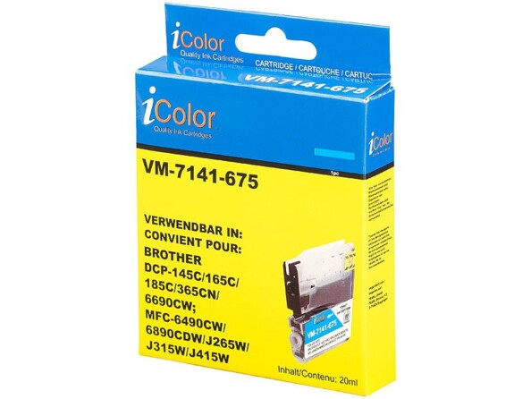 Cartouche iColor compatible Brother (remplace LC980 / 1100), cyan