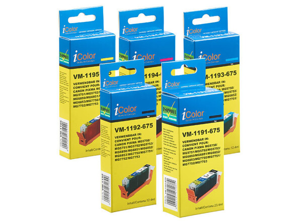 Pack couleur Canon, remplace PGI PGI-570BK et CLI-571BK/C/M/Y XL, 11 & 22 ml