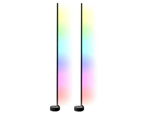 Pack de 2 lampes connectées avec LED RVBB-IC, pied de support, adaptateur secteur et mode d'emploi en français