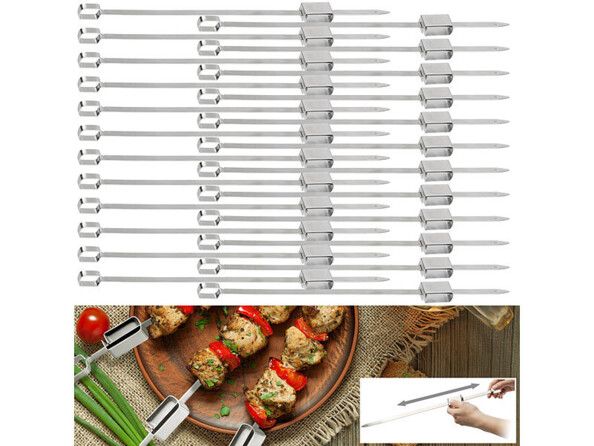 24 pics à brochette en acier inoxydable réutilisables
