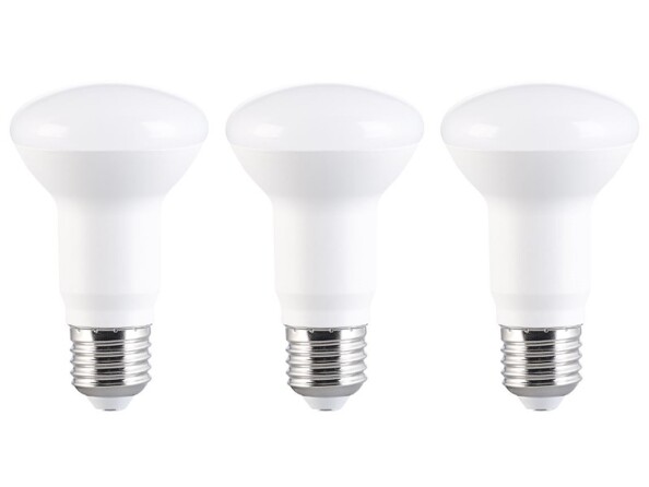 Pack de 3 ampoules E27 à réflecteur avec une puissance de 7 watts et une luminosité de 630 lumens.