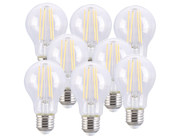 8 ampoules LED à filament E27 - 7,2 W - 806 lm - Blanc chaud Luminea
