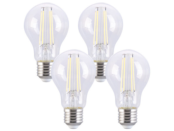 4 ampoules LED à filament E27 - 7,2 W - 806 lm - Blanc lumière du jour