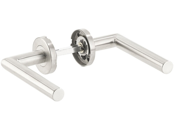 4 garnitures de porte modernes en inox - 8 poignées sur rosaces