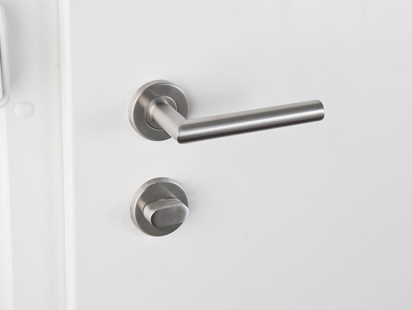 4 garnitures de porte modernes en inox - 8 poignées sur rosaces