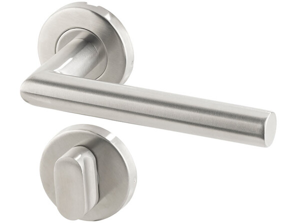 4 garnitures de porte modernes en inox - 8 poignées sur rosaces