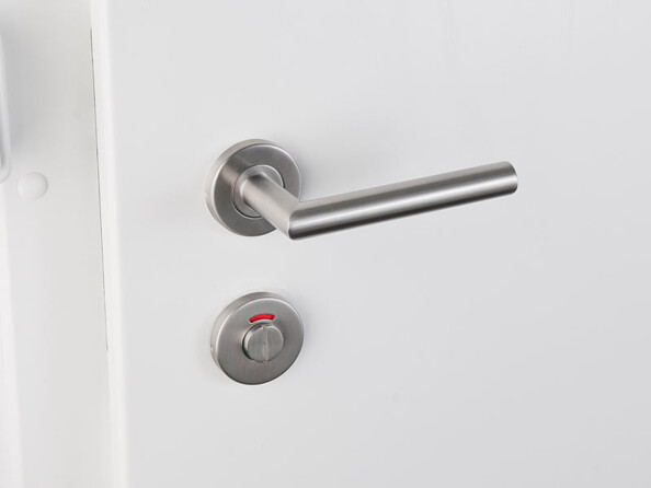 4 garnitures de porte modernes en inox - 8 poignées sur rosaces