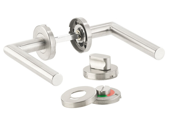 4 garnitures de porte modernes en inox - 8 poignées sur rosaces