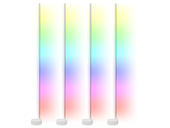 Pack de 4 lampes connectées avec LED RVBB-IC, pied de support, adaptateur secteur et mode d'emploi en français