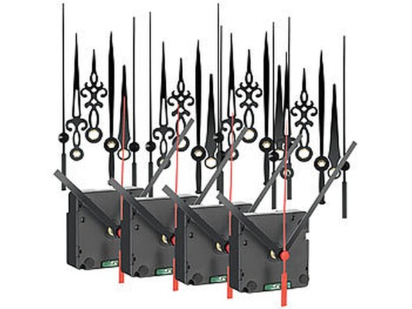 Pack de 4 mécanismes d'horloge très silencieux radio-pilotés de la marque St. Leonhard