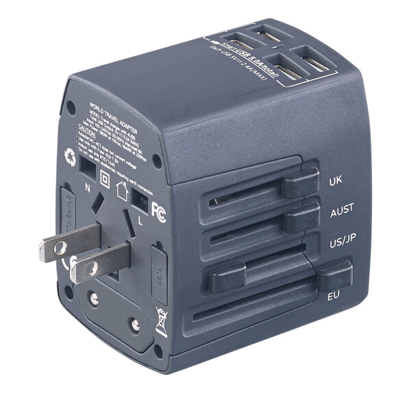 Adaptateur de voyage universel avec 2 ports USB 2,5 A / 12,5 W