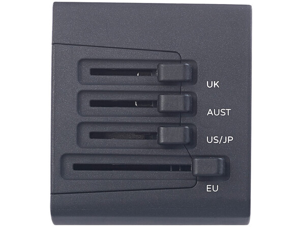 Adaptateur secteur USB de voyage universel toutes les broches de selection de pays peuvent être glissées dans leur compartiment