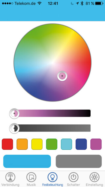 réglage couleurs ampoule led auvisio par application