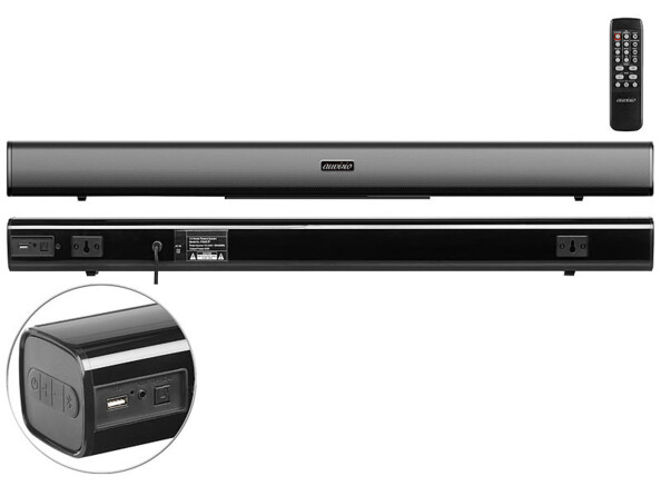 Barre de son stéréo bluetooth 120 W MSX-450.bt panneau de commande et connectique