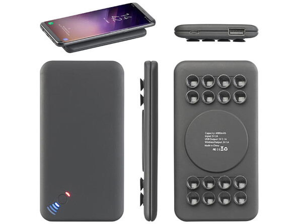 Batterie d'appoint PB-500.qi USB ultraplate compatible Qi 5000 mAh jusqu'à 2,1 A / 10,5 W