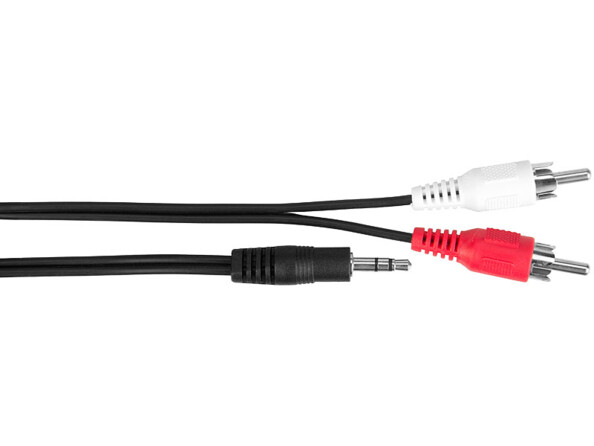 Câbles Cinch fourni avec la station de chargement Auvisio et son casque stéréo OK-300.