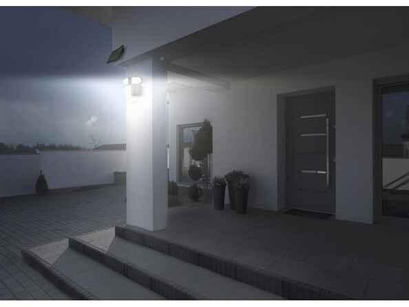 Double projecteur solaire d'extérieur avec capteur de mouvement PIR