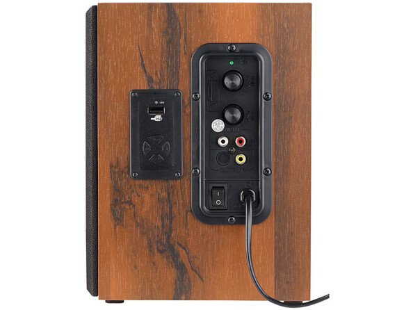 enceinte active stéréo en bois avec bluetooth et ports usb et cinch auvisio