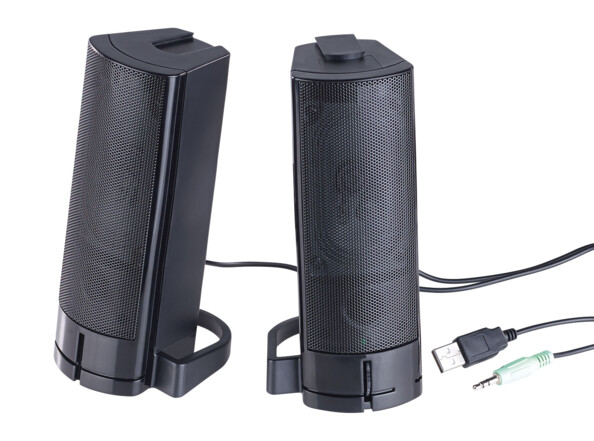 paire haut-parleurs stéréo 2.1 avec connecteurs USB et jack pour PC auvisio
