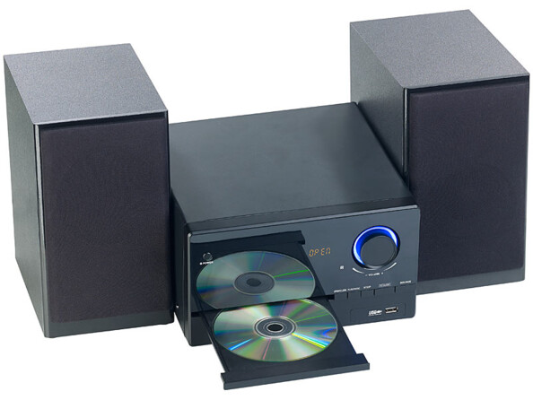 Mini-chaîne "MSX-560" mis en situation avec un CD