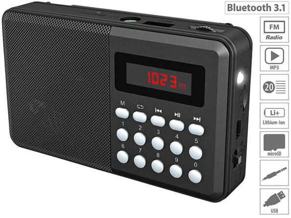 Radio de poche FM rechargeable bluetooth/MP3/USB/MicroSD TAR-702.bt