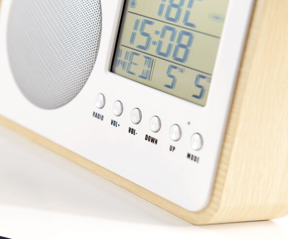 Radio-réveil design avec choix des fréquences digital - Beige