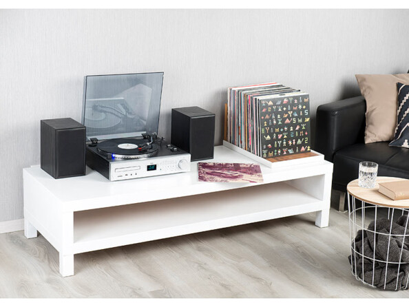 Tourne-disque & encodeur numérique multifonction mise en situation meuble de salon