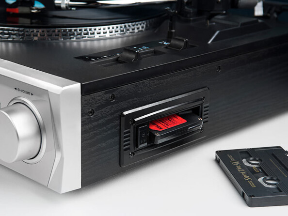 Zoom sur lecteur de cassette audio