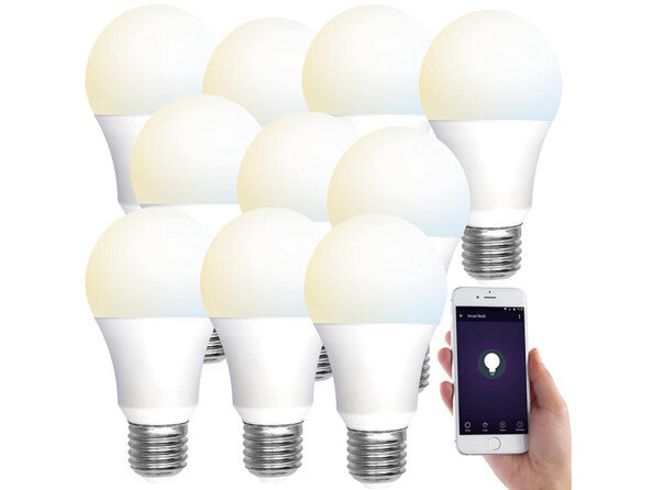 10 ampoules LED connectées E27 / 9 W / 2700 – 6500 K / CCT LAV-110.w