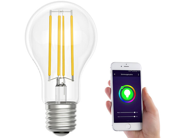 Ampoule LED LAV-150.t connectée de la marque Luminea Home Control.