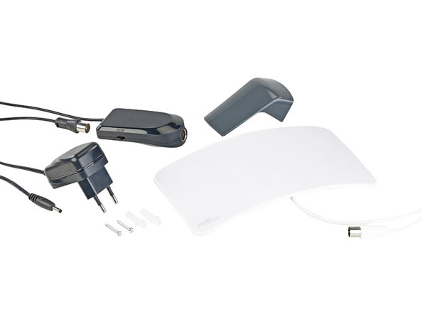 Antenne TNT/TNT2 incurvée active 40 dB avec filtre 4G