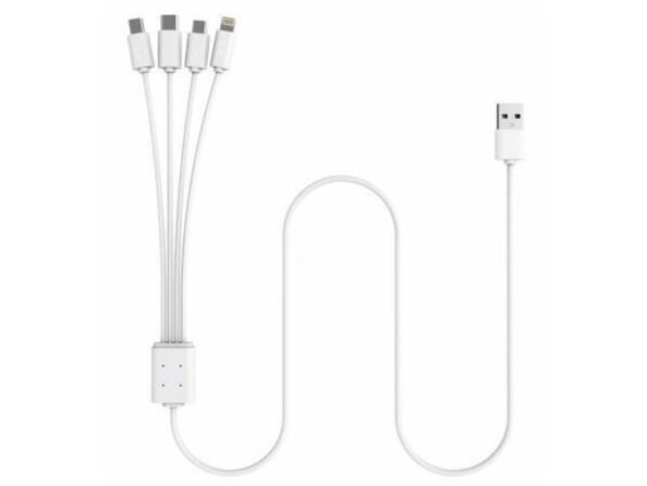 Câble pieuvre mini USB, micro USB, type C et Lightning en 1.