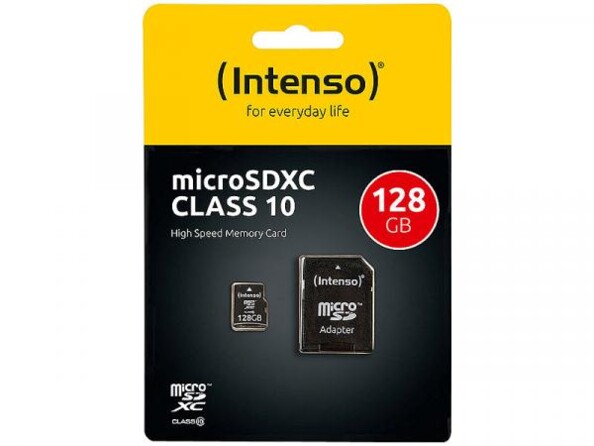 Carte mémoire microSDXC 128 Go, Classe 10, avec adaptateur SD