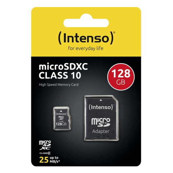 Carte mémoire microSDXC 128 Go, Classe 10, avec adaptateur SD