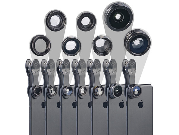 Lentilles Premium 7 en 1 avec kaléidoscope, filtre polarisant et étui rigide