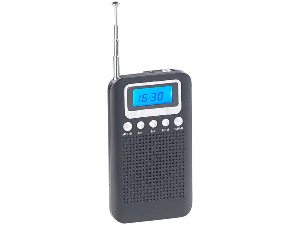 mini radio fm de poche avec haut parleur et ecouteurs design retro avec écran digital