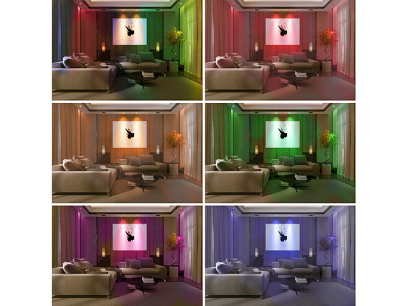 Des pièces éclairées par les spots LED LAV-200.rgbw de Luminea.