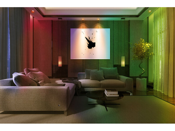 Une pièce éclairée par 2 spots LED LAV-200.rgbw.