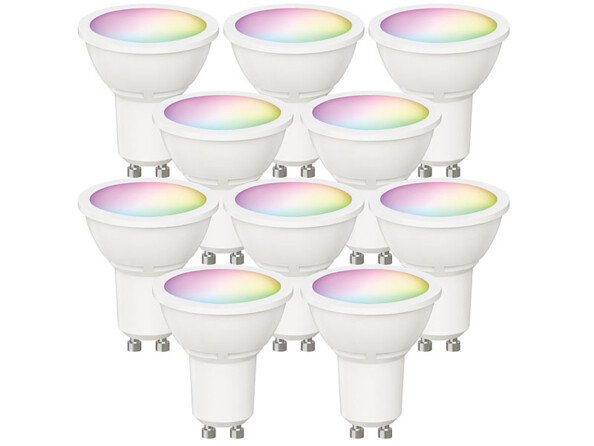 10 Spot LED Luminea connecté modèle LAV-200.rgbw. Douille GU10