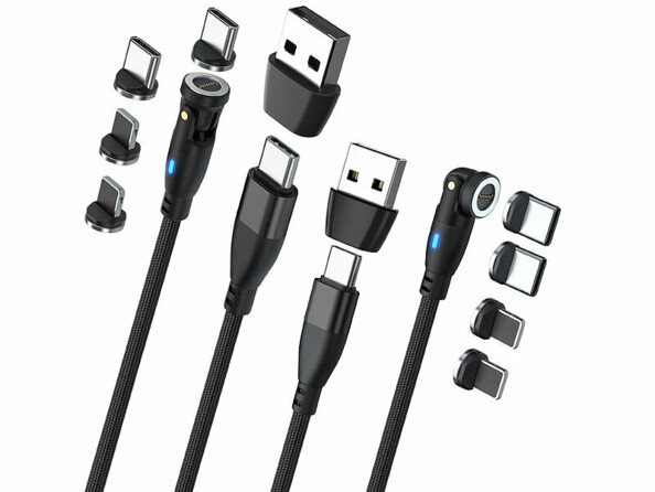 2 câbles magnétiques USB-C/Lightning vers USB-C/USB-A de la marque Callstel