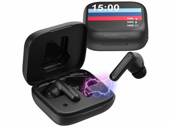 2 paires d'écouteurs sans fil intra-auriculaires IHS-470.bt avec boîtier de chargement de la marque auvisio