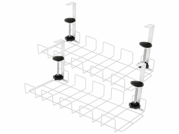 2 paniers à câbles, supports pour prises et organiseurs pour bureau de la marque Callstel