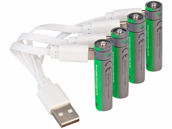 4 accumulateurs AAA 500 mAh avec port de chargement USB
