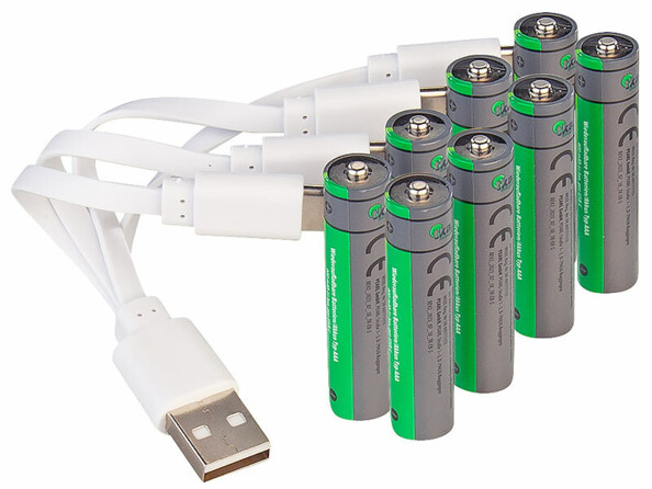 8 accumulateurs AAA 500 mAh avec port de chargement USB