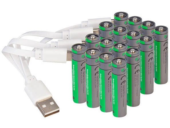 16 accumulateurs AAA 500 mAh avec port de chargement USB