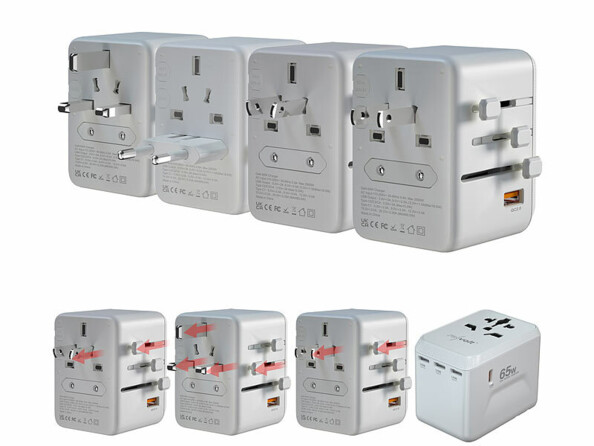 Pack de 4 adaptateurs de voyage avec mode d'emploi en français