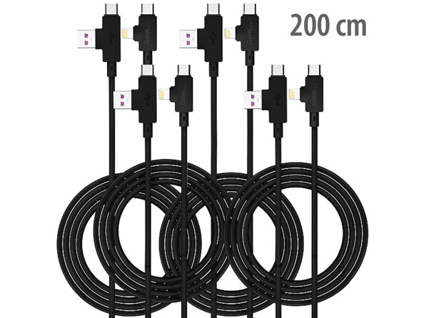 Pack de 4 câbles USB-A/USB-C vers USB-C/Lightning 2 m de la marque Callstel