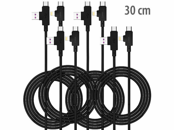 Pack de 4 câbles USB-A/USB-C vers USB-C/Lightning de la marque Callstel