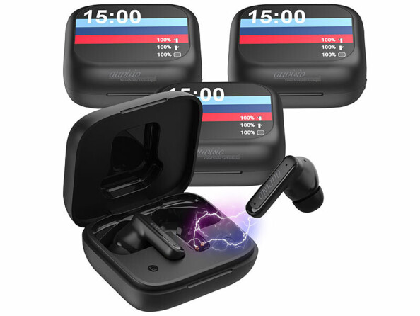 4 paires d'écouteurs sans fil intra-auriculaires IHS-470.bt avec boîtier de chargement de la marque auvisio